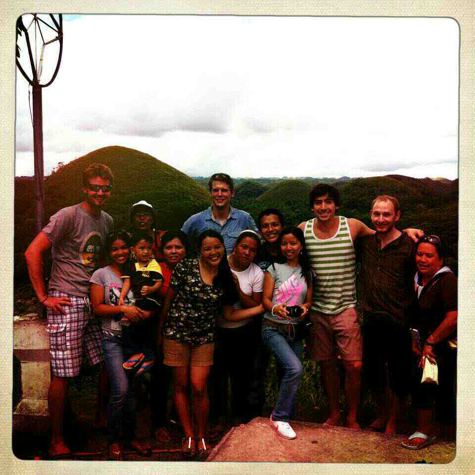 Bastiaan with some locals at the Chocolate Hills