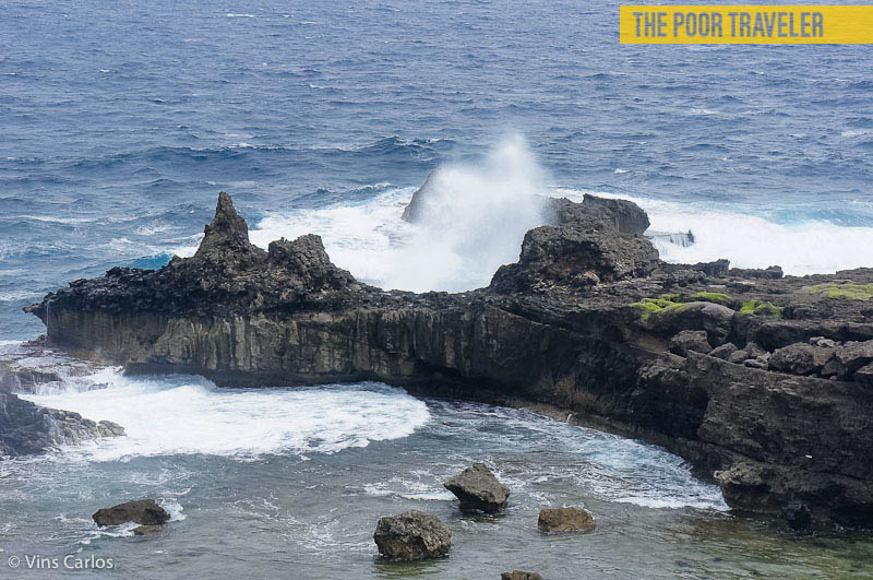 Giant waves from the Pacific lapping the rocks