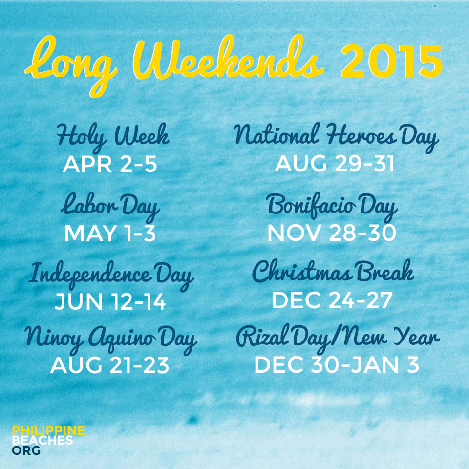 2015 Long Weekends Philippines