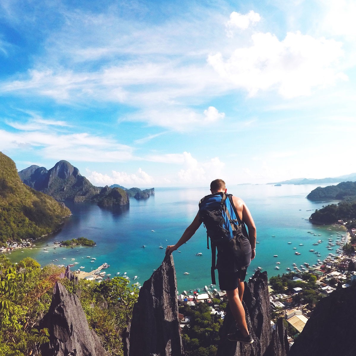 Atop Taraw Peak, overlooking El Nido Town and Bacuit Bay