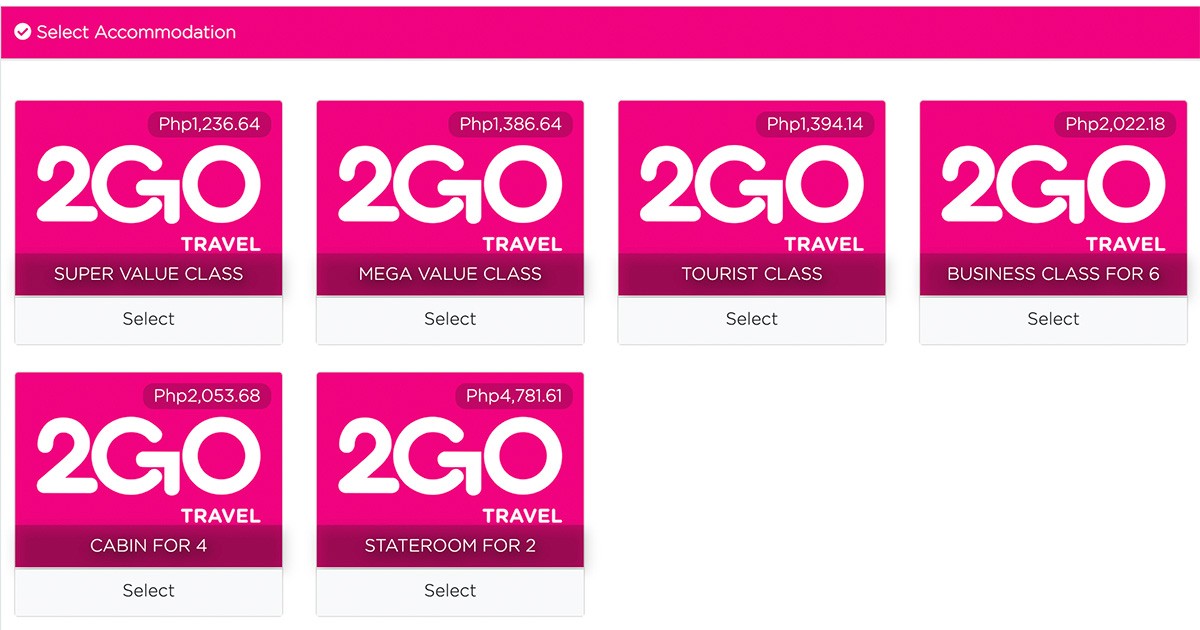 2GO Manila to Coron ticket prices