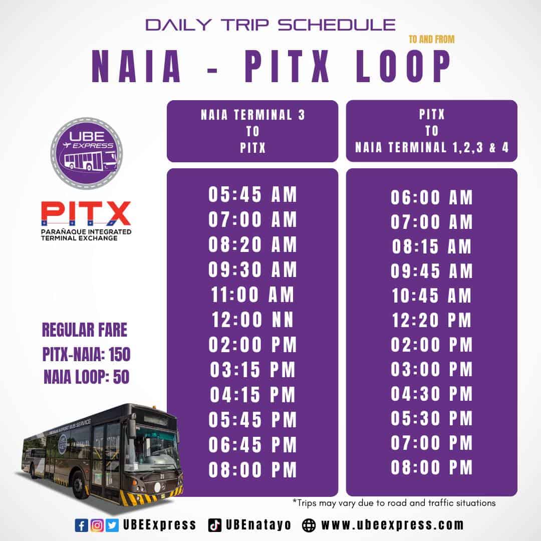 UBE Express NAIA-PITX Hub Schedule