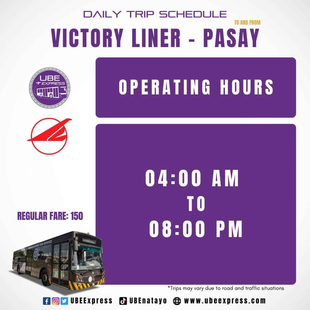 UBE Express NAIA-Pasay City Schedule