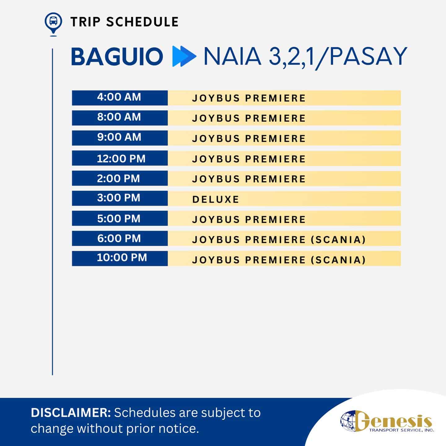 Genesis Baguio-NAIA 3_2_1 Bus Schedule