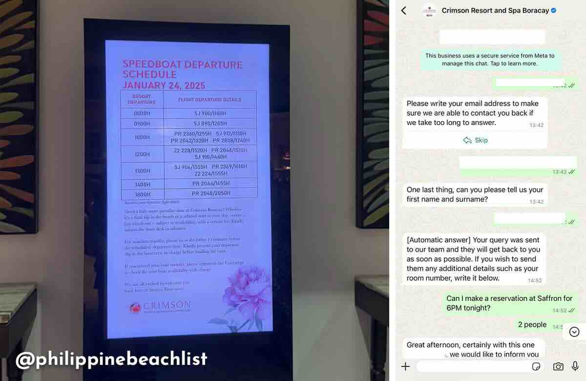 Crimson Boracay Customer Service