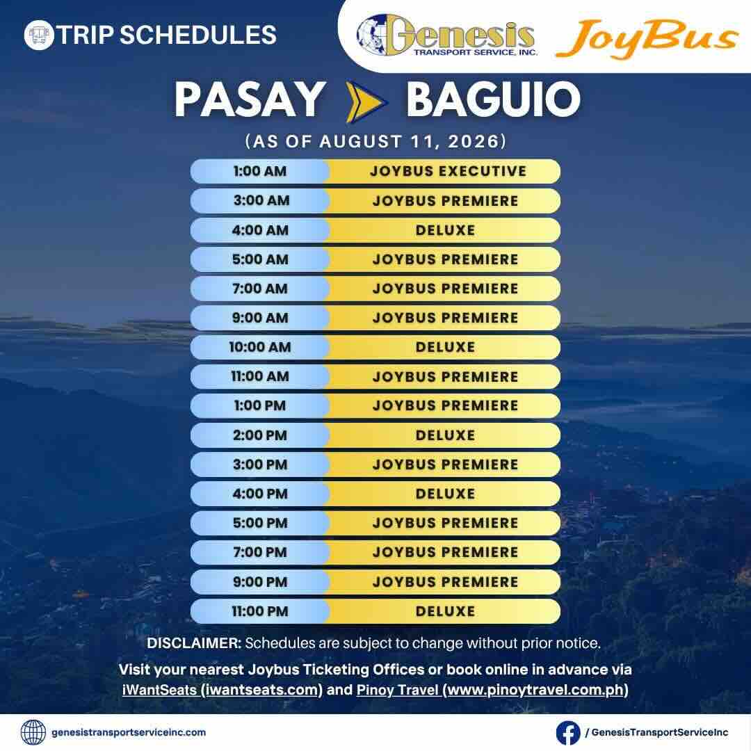 Genesis Transport Pasay_Baguio August 2026